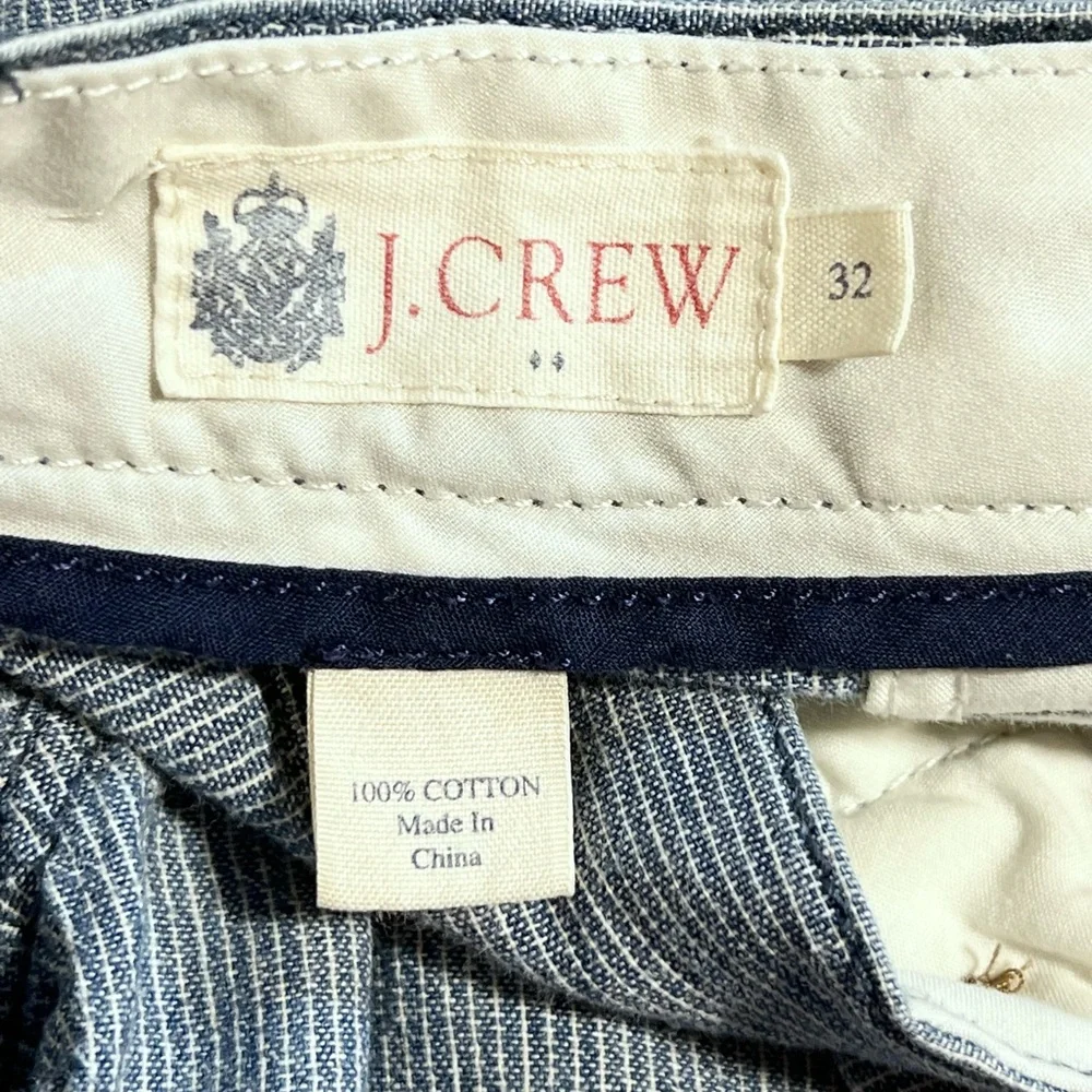 VINTAGE JCrew men’s trouser Bermuda shorts 100% cotton chambray pinstripe 32 y2k